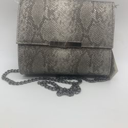 Snake Print Magnetic Flap Closure Metal Bar Clutch Crossbody Bag - A New Day