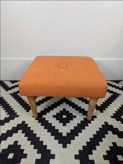 MCM Style Padded Orange Coffee Table Ottoman