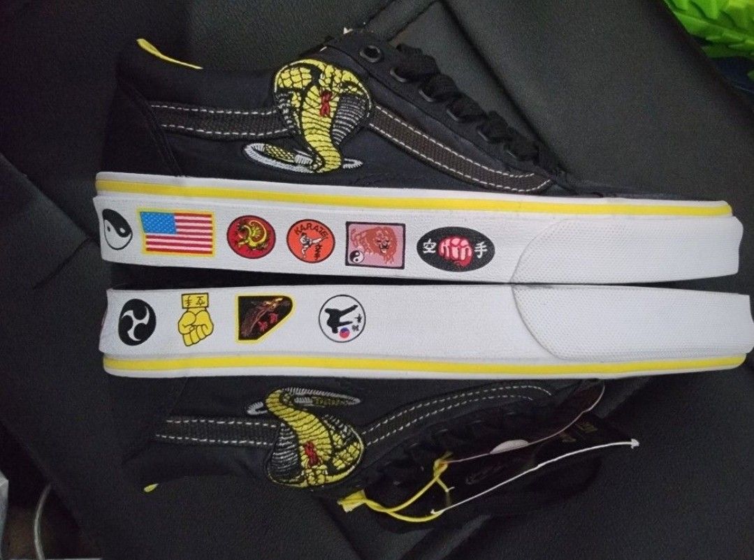 Vans Old Skool Sneakers Men Size 8M Black Cobra Kai Never Dies All Valley Karate