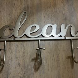  'Clean' Wall Hook for towels/ brooms or cleaning items 