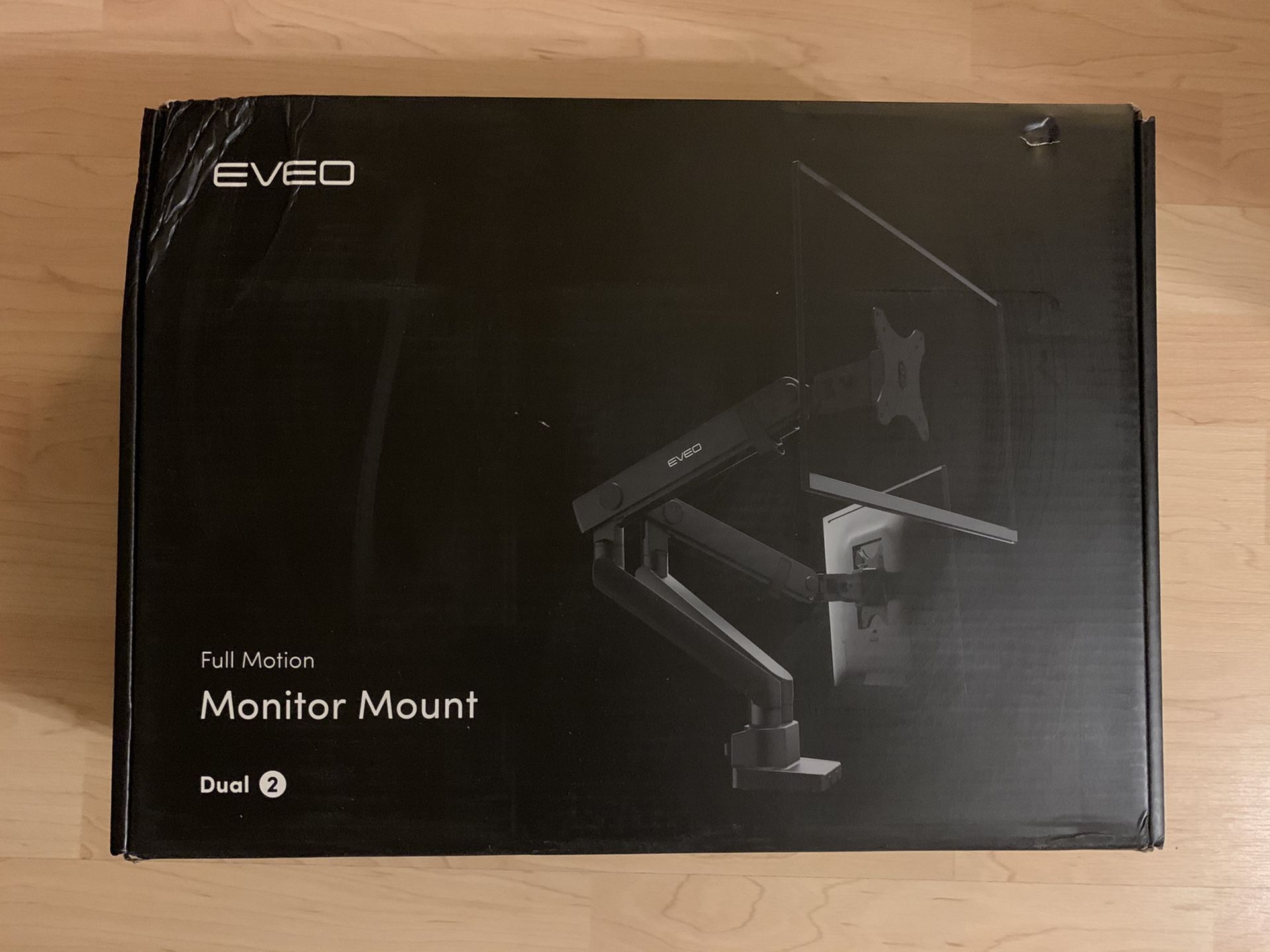 Eveo dual monitor arm mount new in box