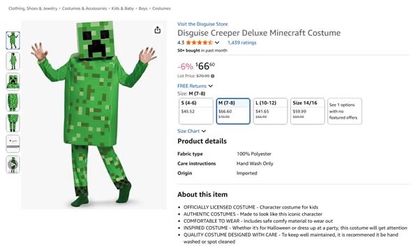 Disguise Creeper Deluxe Minecraft Hollowin Costume