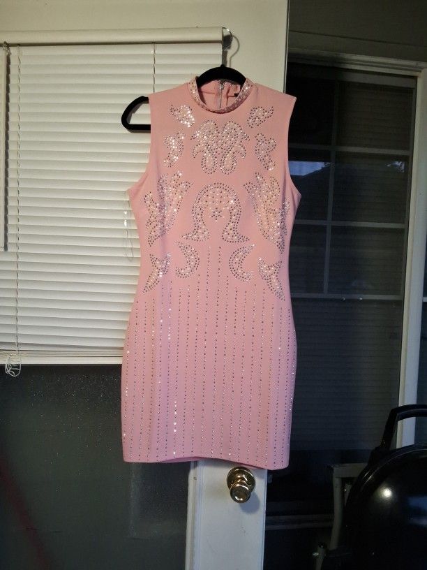 Pink Sequin mini dress.