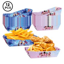 12 Pcs K-pop Demon Hunter Paper Food Trays Boat Snack Treat Boxes Candy Cookie Container Party Favor Suppl