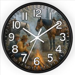 Rocky Mountain Country Horses Glow In The Dark Wall Clock New!
