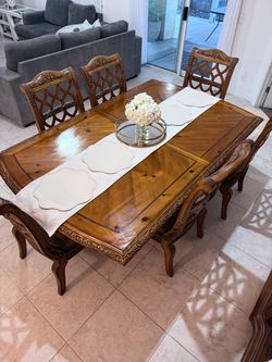 Elegant Wood Dining Set with Matching Buffet