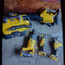 DeWalt 5 tools sawzall,,blower,, hackzall,, multitool,, vacuum,,, no battery no charger used good condition 