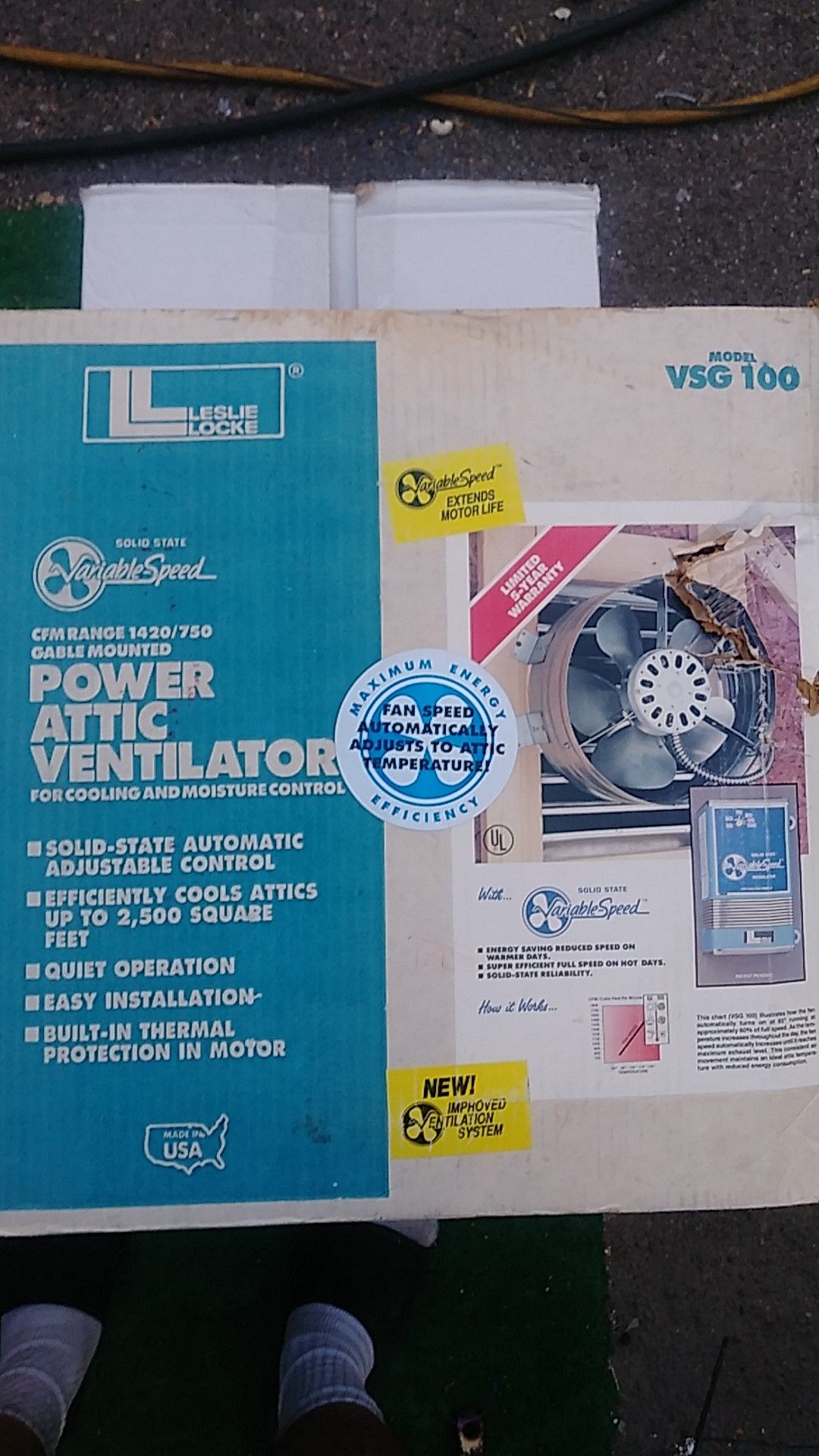 15 Inch Attic Fan Leslie Locke Variable Speed VSG 100