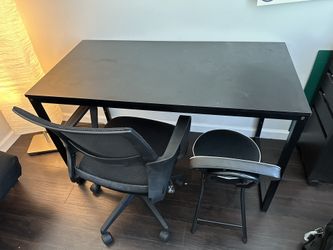 Desk With Office chairs + Stool
