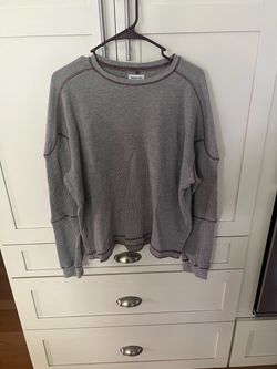 Standard Cloth Gray Waffle Knit Crewneck Sweatshirt