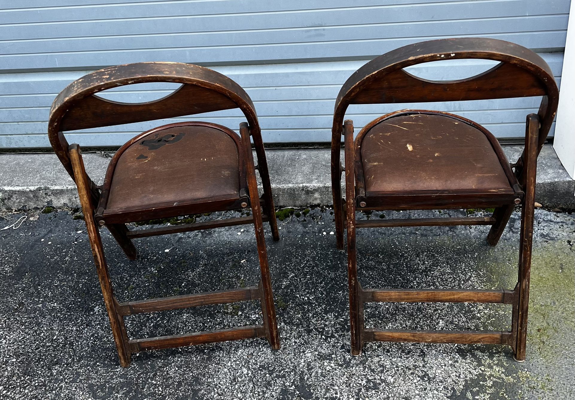 Vintage Folding Wooden Chairs (pair)