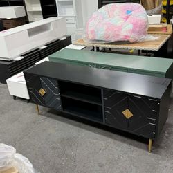 HLR 63''Modern Black TV Stand for 65/70/75 inch TV, Entertainment Center with Storage Cabinet, Mid CenturyTV Console,Embossed Pattern TV Stand, TV Med