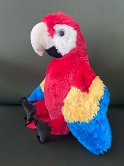 Wild Republic Scarlet Macaw Plush Stuffed Animal 12" Red Parrot Bird Blue Yellow
