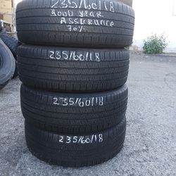 1 set of  235/60/R18 WITH 70% OF TREAD OR LIFE GOOD YEAR ASSURANCE HABLAMOS ESPAÑOL