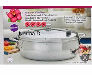 Cacerola de 22 qts vida sana 5 ply nueva en su caja 🌺 princess house 🌺