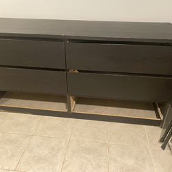 Black Wooden Dresser With Four Large Drawers