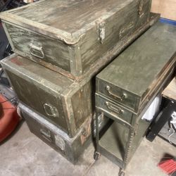 3-1940’s Army Crates And a Army Filing Cabinet