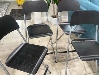 Counter Height Bar Stool with Backrest – Black & Metal Frame