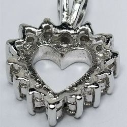 Women's Sterling Silver 925 Heart Charm With CZ's  #80694