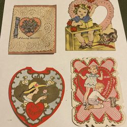lot of 4 vintage valentine cards