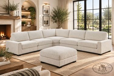 Beige Sectional with ottoman - Very large & Comfortable