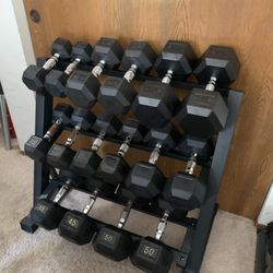Dumbbell Set: 520 Pounds with Dumbbell Rack