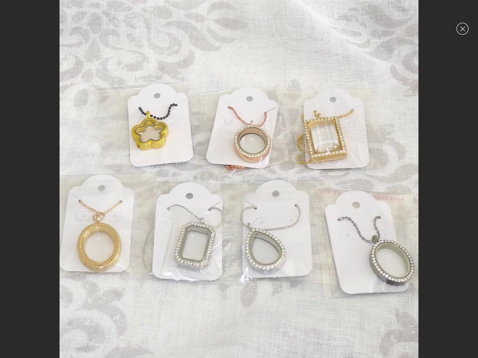 Floating Memory Lockets Assorted Styles Shapes Lot of (7) + (100) Charms