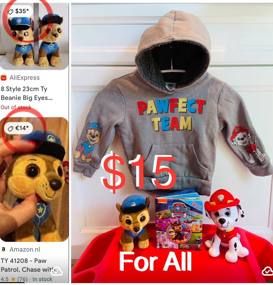 $15 Bundle of Paw 🐾 Patrol Plushies,Hoodies,Book like New all