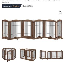 unipaws 132" Extra Wide Dog Gate and Pet Playpen, Free Standing Tall Dog Fence with Walk Through Door, Dog Barriers for Home, Use as Indoor Dogs Cats 