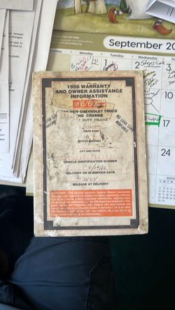 1988 Chevrolet Truck Warranty Owner Assistance Booklet