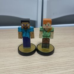 Steve + Alex Minecraft (2 Pack Amiibo) Super Smash Bros.