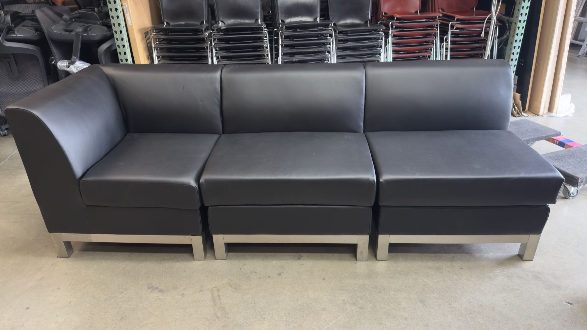 3 Piece Faux Leather Sofa