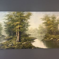 RENEE ORIGINAL RIVER CREEK LANDSCAPE OIL ON CANVAS PAINTING