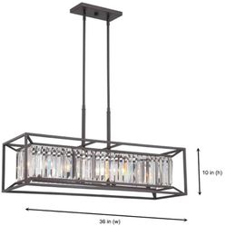 DESIGNERS FOUNTAIN Linares 4-Light Linear Chandelier, Vintage Bronze, 87438-VB

