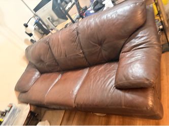 Brown leather sofa