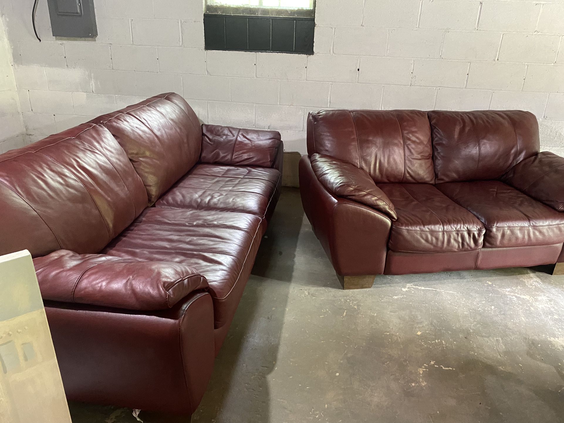 Italian Leather Couch And Love Seat 