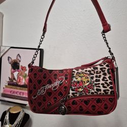 New ED Hardy Skull Purse Red