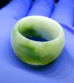 Burmese type A icy jade Jadeite Ring US 12.