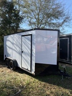 Spartan 14ft Enclosed Cargo Trailer in White and Black