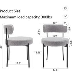 2 Teddy Fleece Upholstered Gray Chairs Living Room Dining Room Bedroom Chair