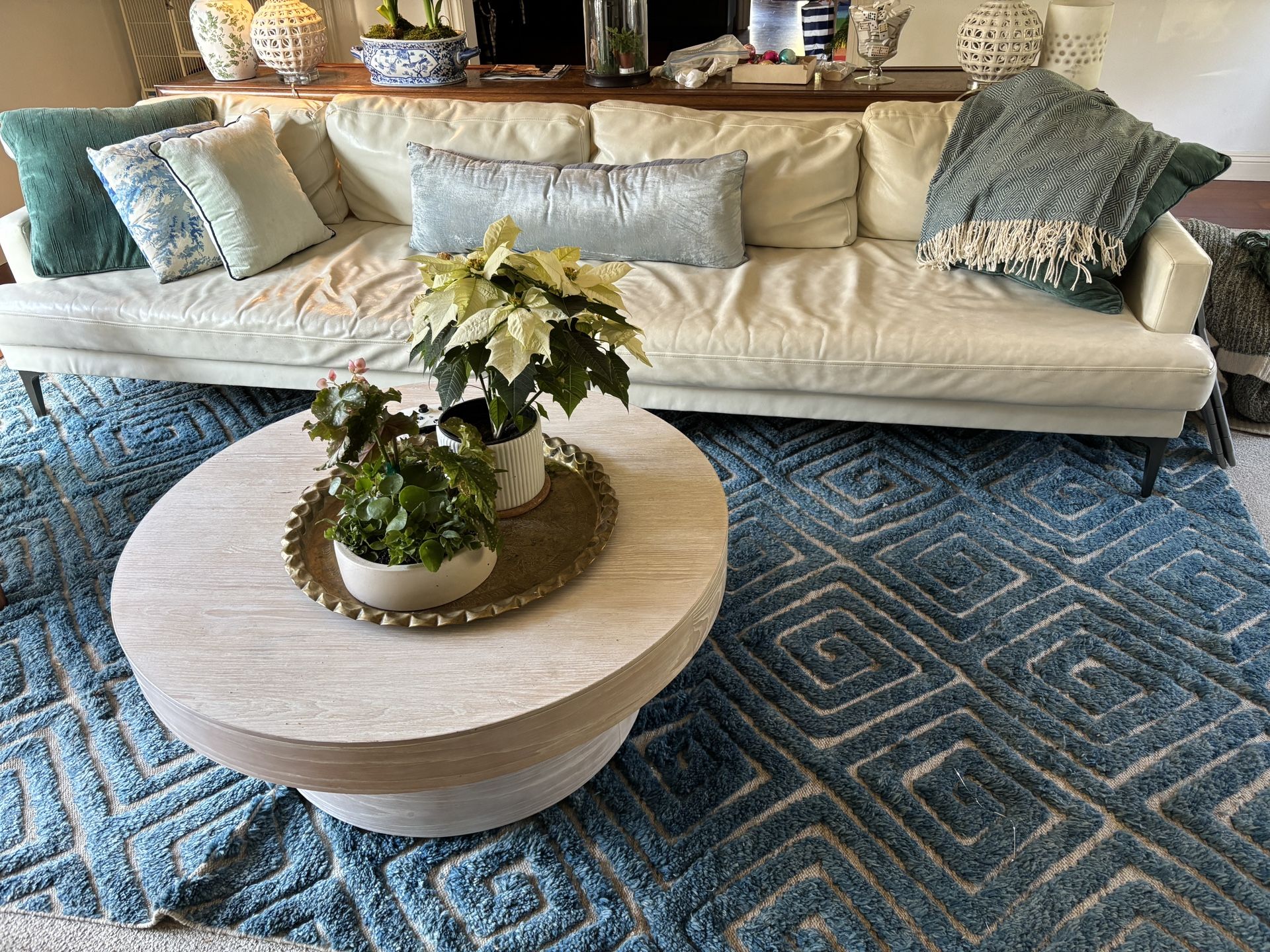 West Elm Off White Faux leather Large Sofa