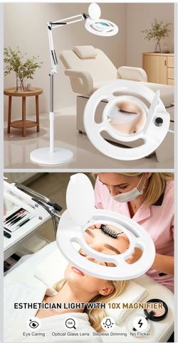 Floor Magnifying Lamp, 10X HD, 2500 Lumens, White