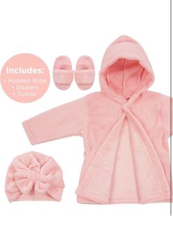 3-Piece Baby Spa Bath Set with Robe, Turban, and Slippers
