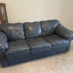 Blue leather couch