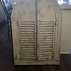 44" Cream Distressed Shutter Mirror Wall Art