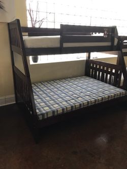 Cappuccino twin over full wooden bunk bed