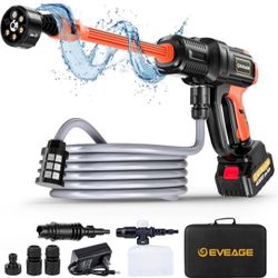 EVEAGE S400 Cordless Power Pressure Washer Gun, MAX 1000PSI, 2.5GPM Handheld Portable Power Cleaner with 6-in-1 Adjustable Nozzle, Rechargeable Electr