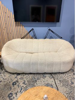 White Boucle couch