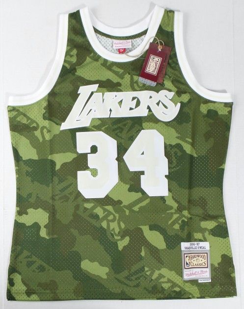 NEW Mitchell & Ness Los Angeles Lakers Shaquille O'Neal Ghost Camo Jersey Size L