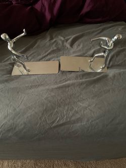 Chrome Human Figure Business Card Holders Set of 2